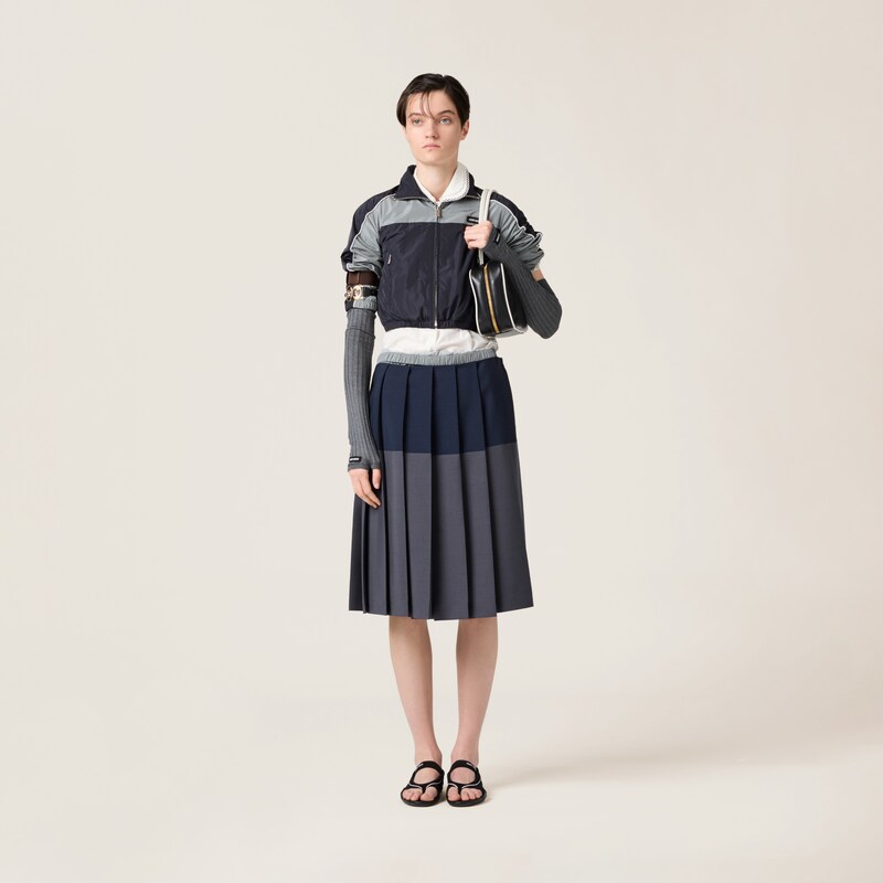 Technical silk zipper blouson jacket