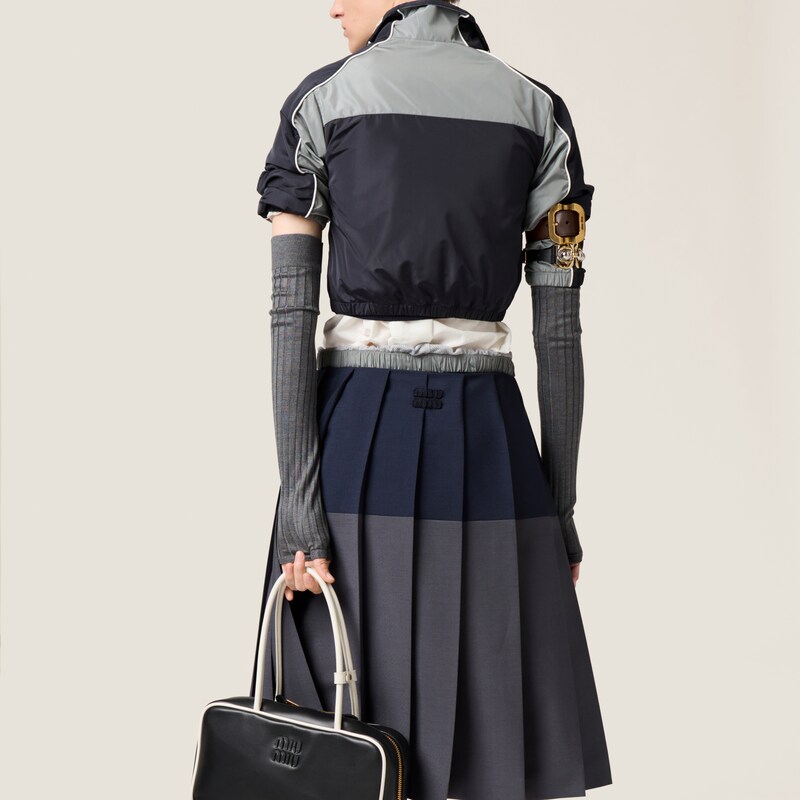 Technical silk zipper blouson jacket