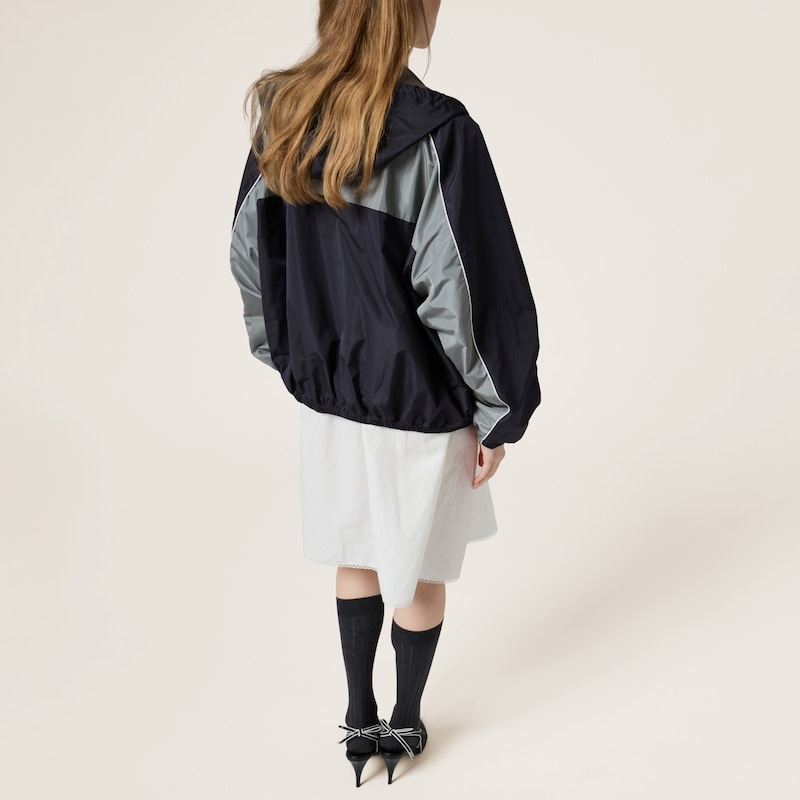 Technical silk zipper blouson jacket