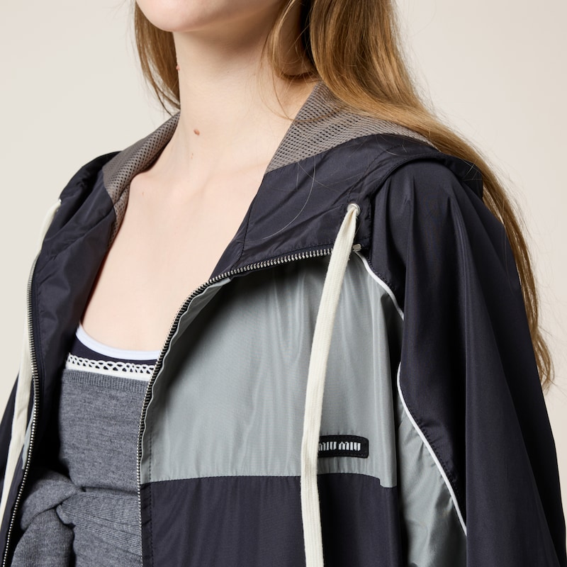 Technical silk zipper blouson jacket