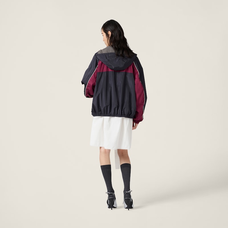 Technical silk zipper blouson jacket