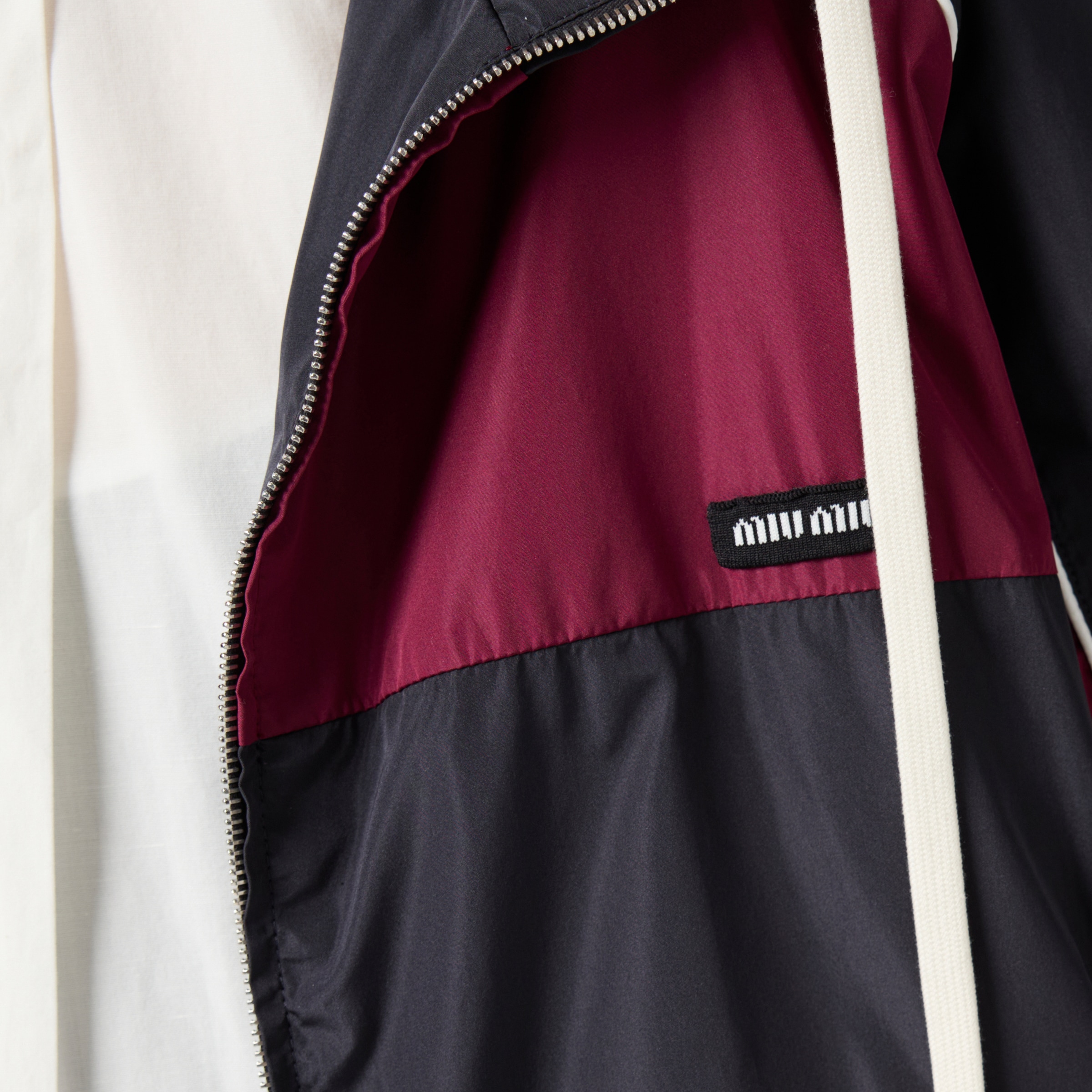 Blue/amarena Red Technical Silk Zipper Blouson Jacket | Miu Miu
