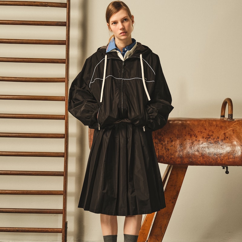 機能性絲綢拉鏈束腰外套