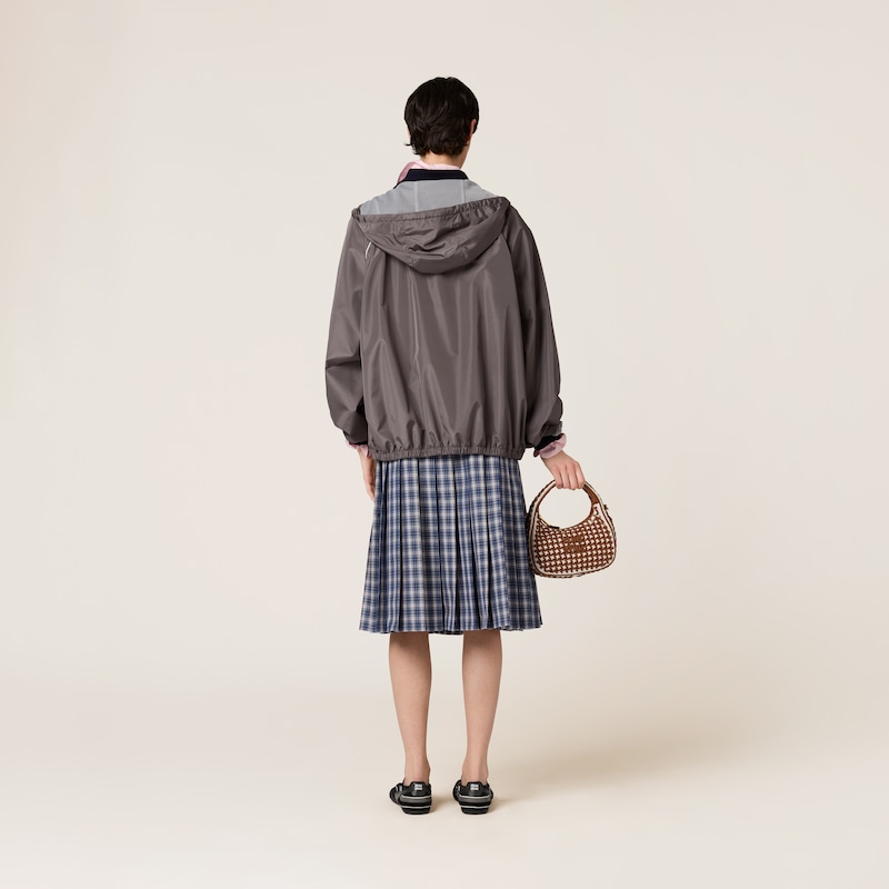 Technical silk zipper blouson jacket