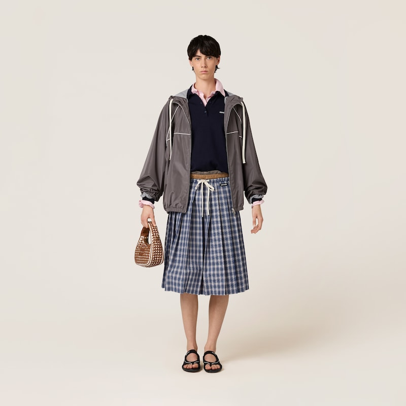 Technical silk zipper blouson jacket