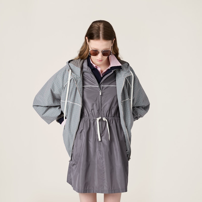 체크 테크니컬 패브릭 봄버 재킷