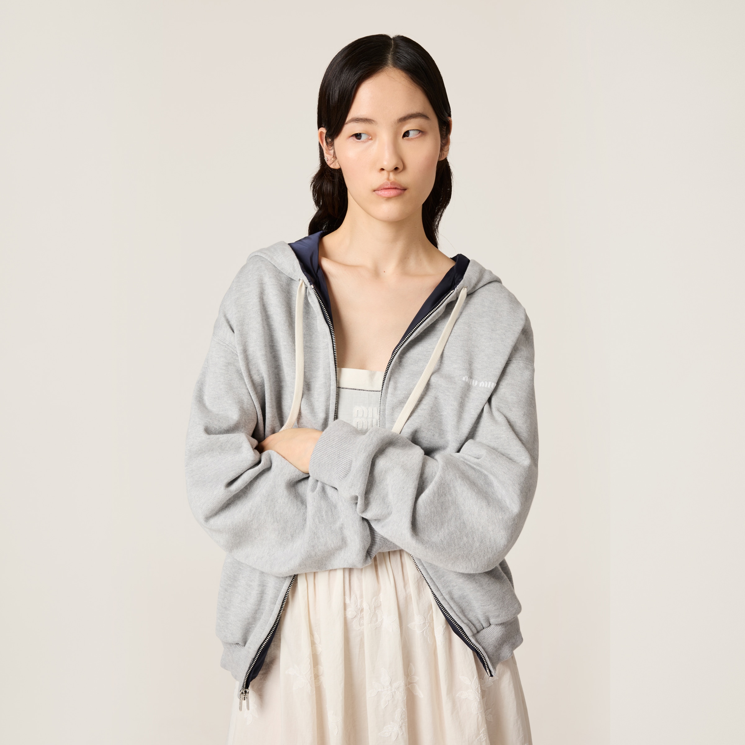Miu Miu Jersey And Technical Pongé Blouson Jacket