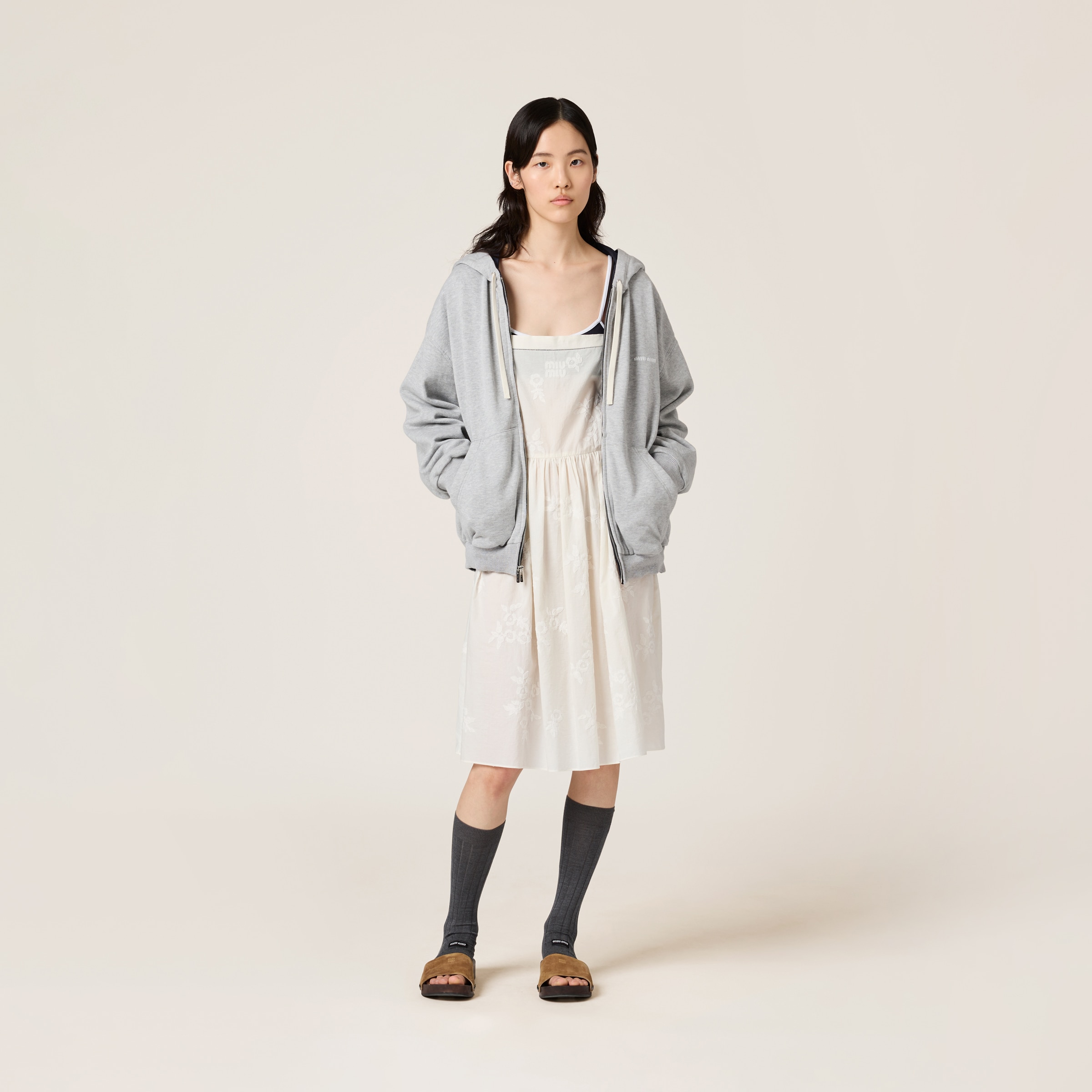 Miu Miu Jersey And Technical Pongé Blouson Jacket