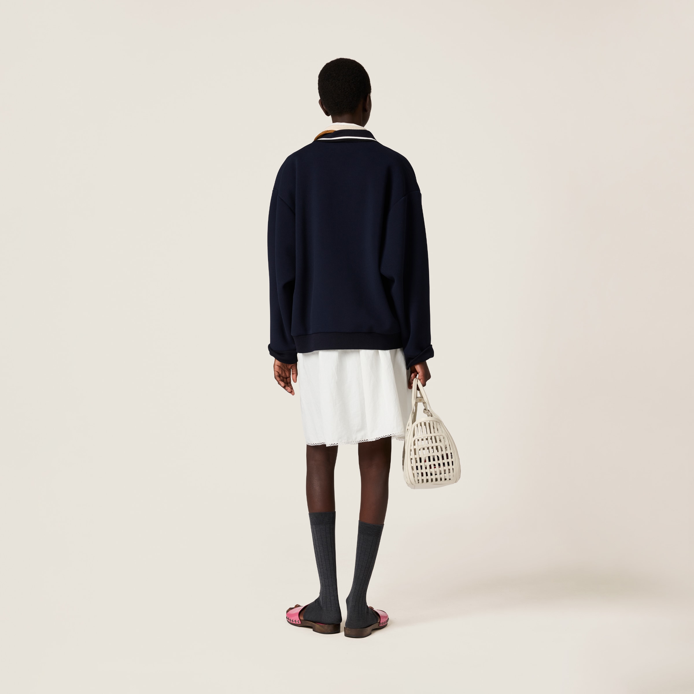 MIU MIU BONDED PIQUÉ AND TECHNICAL JERSEY BLOUSON JACKET 