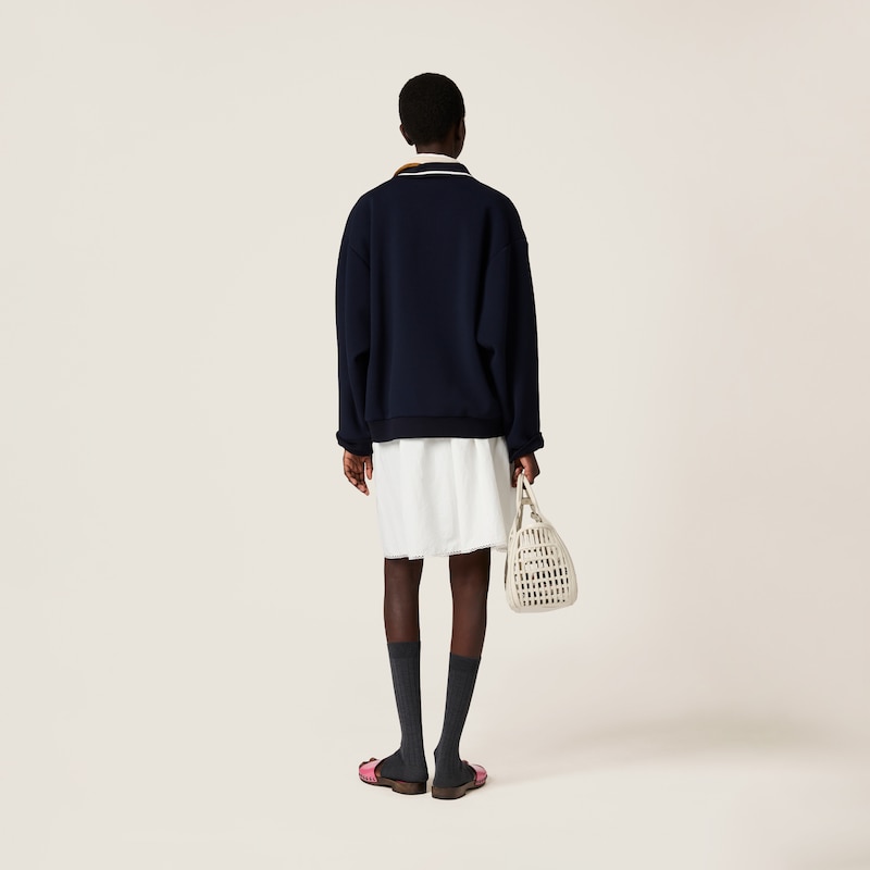 Bonded piqué and technical jersey blouson jacket