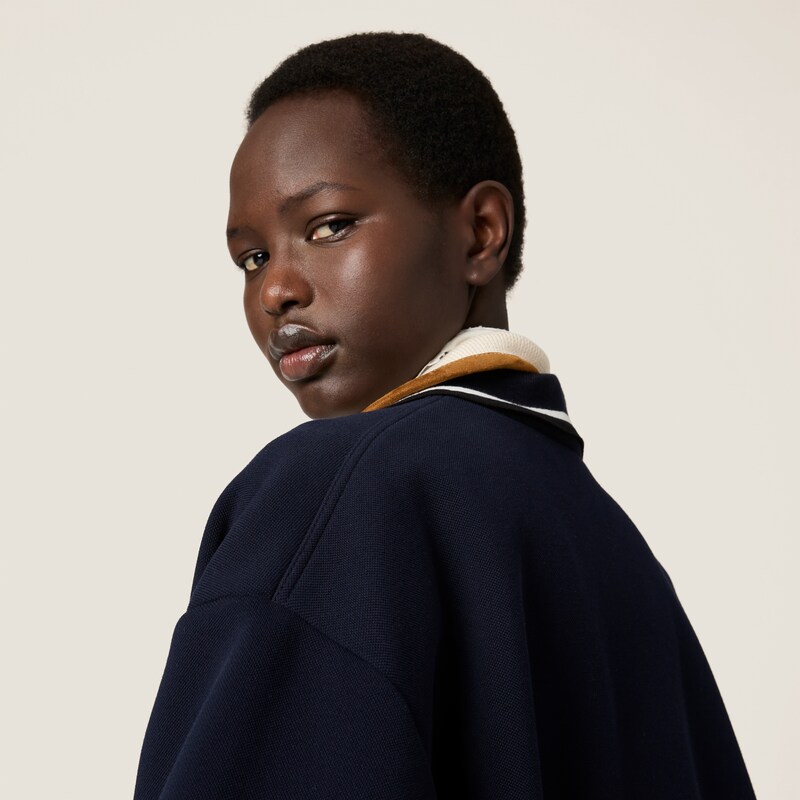 Bonded piqué and technical jersey blouson jacket