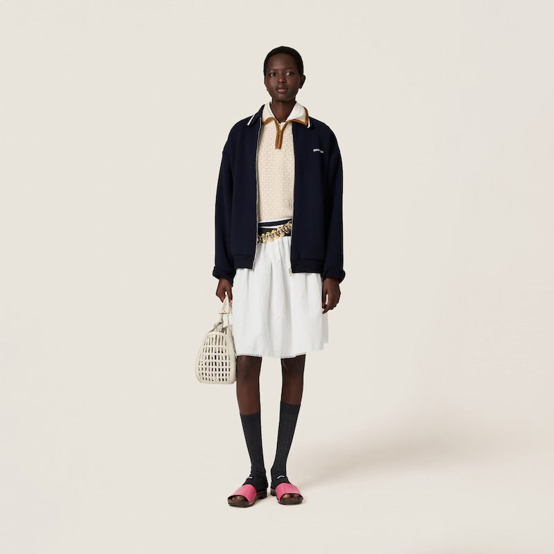 Bonded piqué and technical jersey blouson jacket