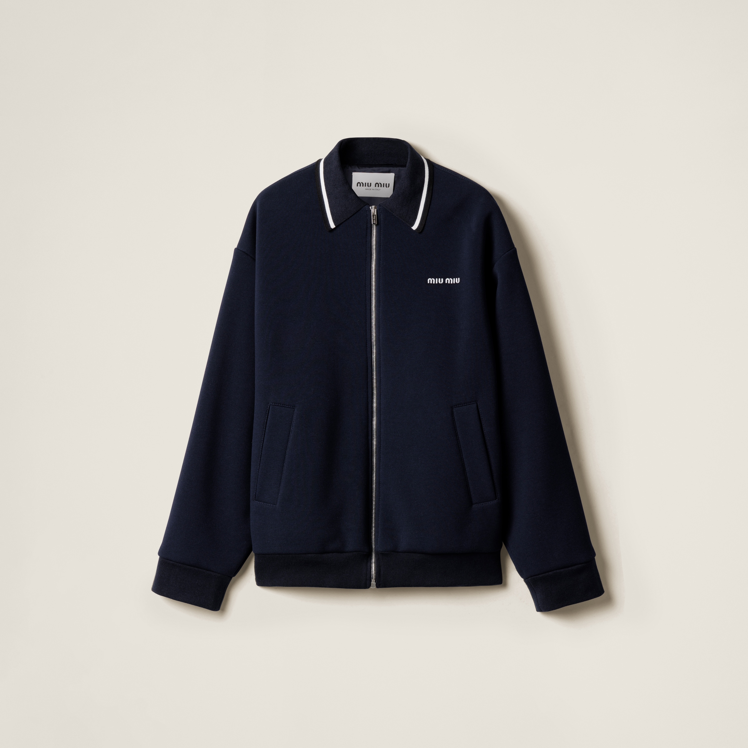 Miu Miu Bonded Piqué And Technical Jersey Blouson Jacket