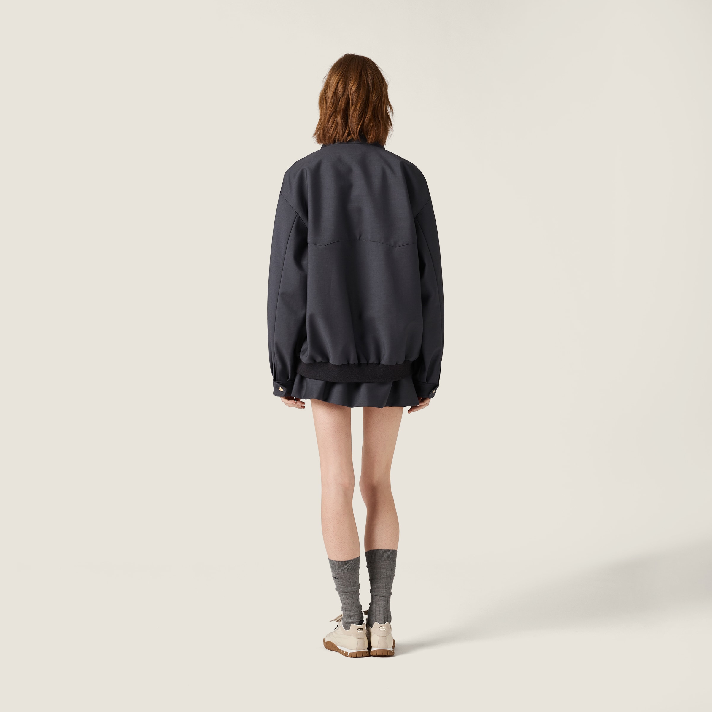 MiuMiu◆ボンデッドキッドモヘア ジャージー ブルゾンジャケット ダークグレー ボンデッド キッドモヘヤxジャージー ブルゾン