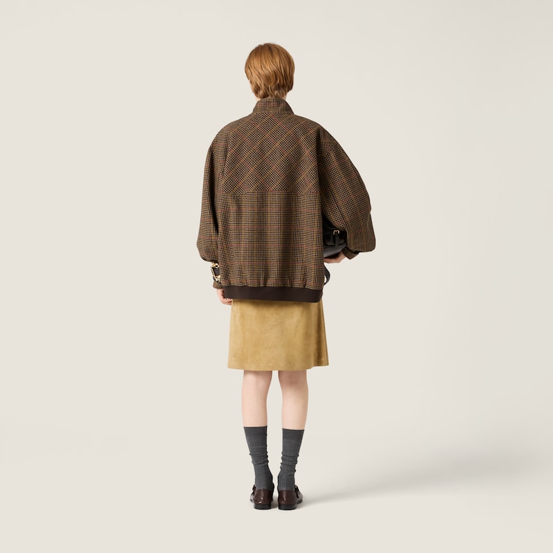 Houndstooth check blouson jacket