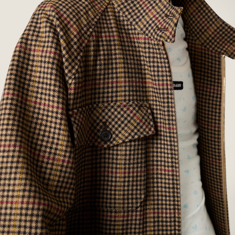 Houndstooth check blouson jacket