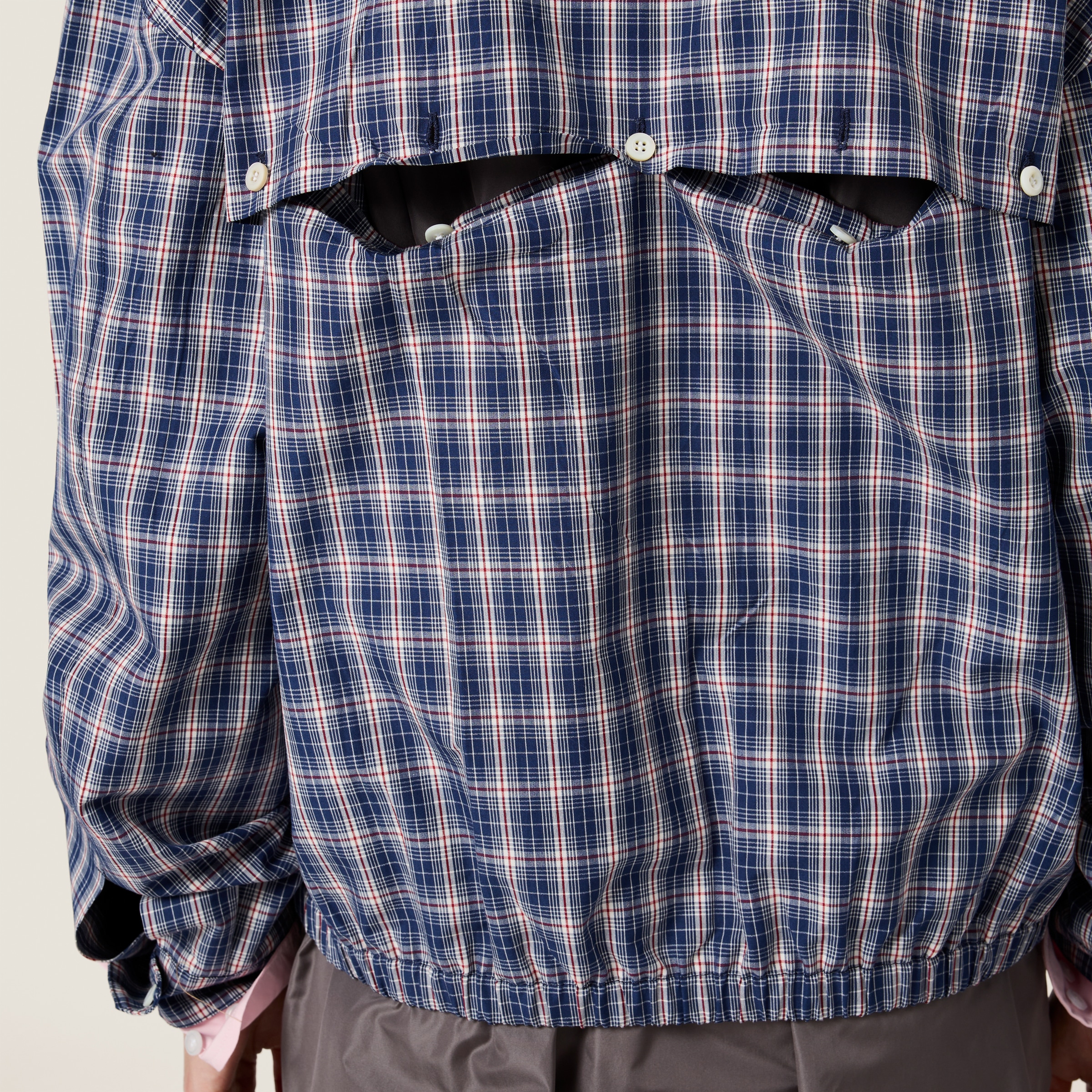 Bright Blue/red Checked Fabric Blouson Jacket | Miu Miu Bright Blue/red Checked Fabric Blouson Jacket | Miu Miu