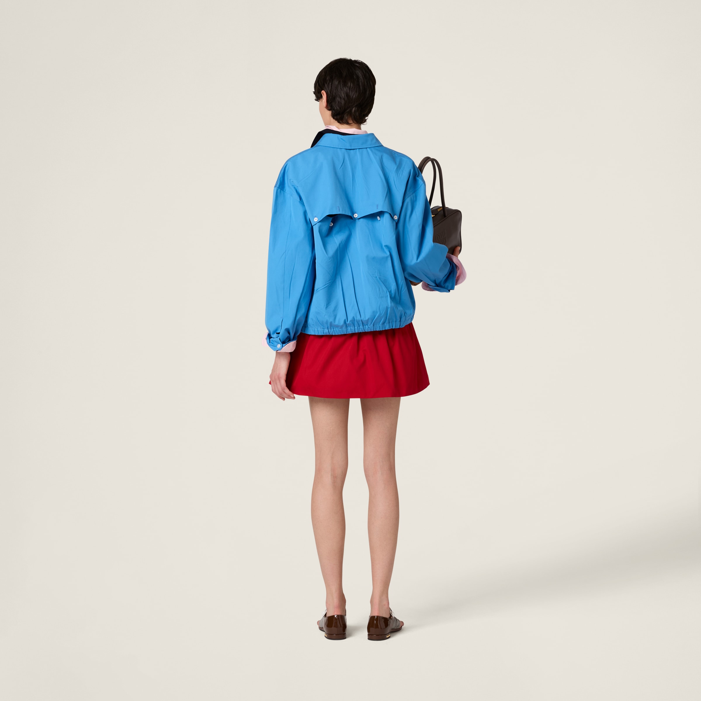 Miu Miu Poplin Blouson Jacket In Periwinkle Blue