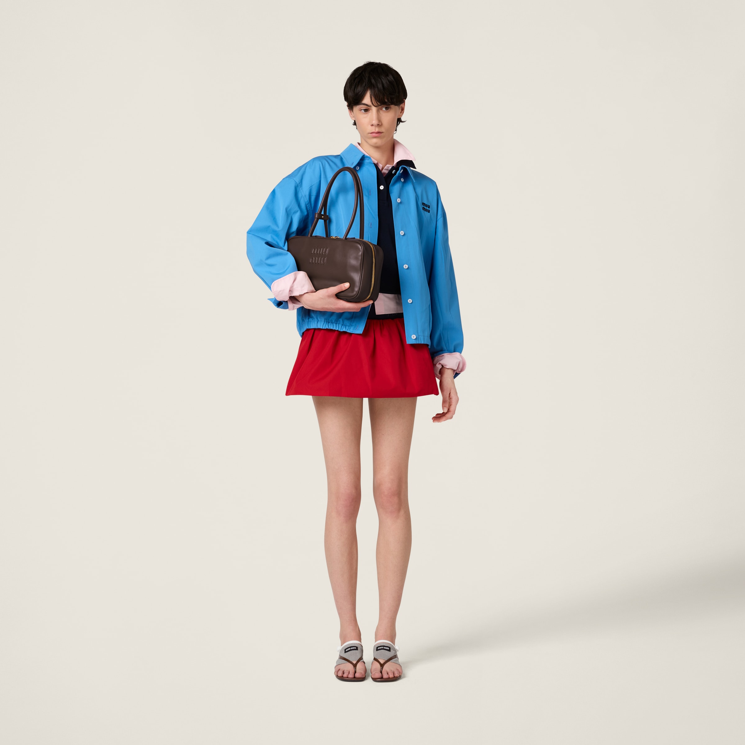 Miu Miu Poplin Blouson Jacket In Periwinkle Blue