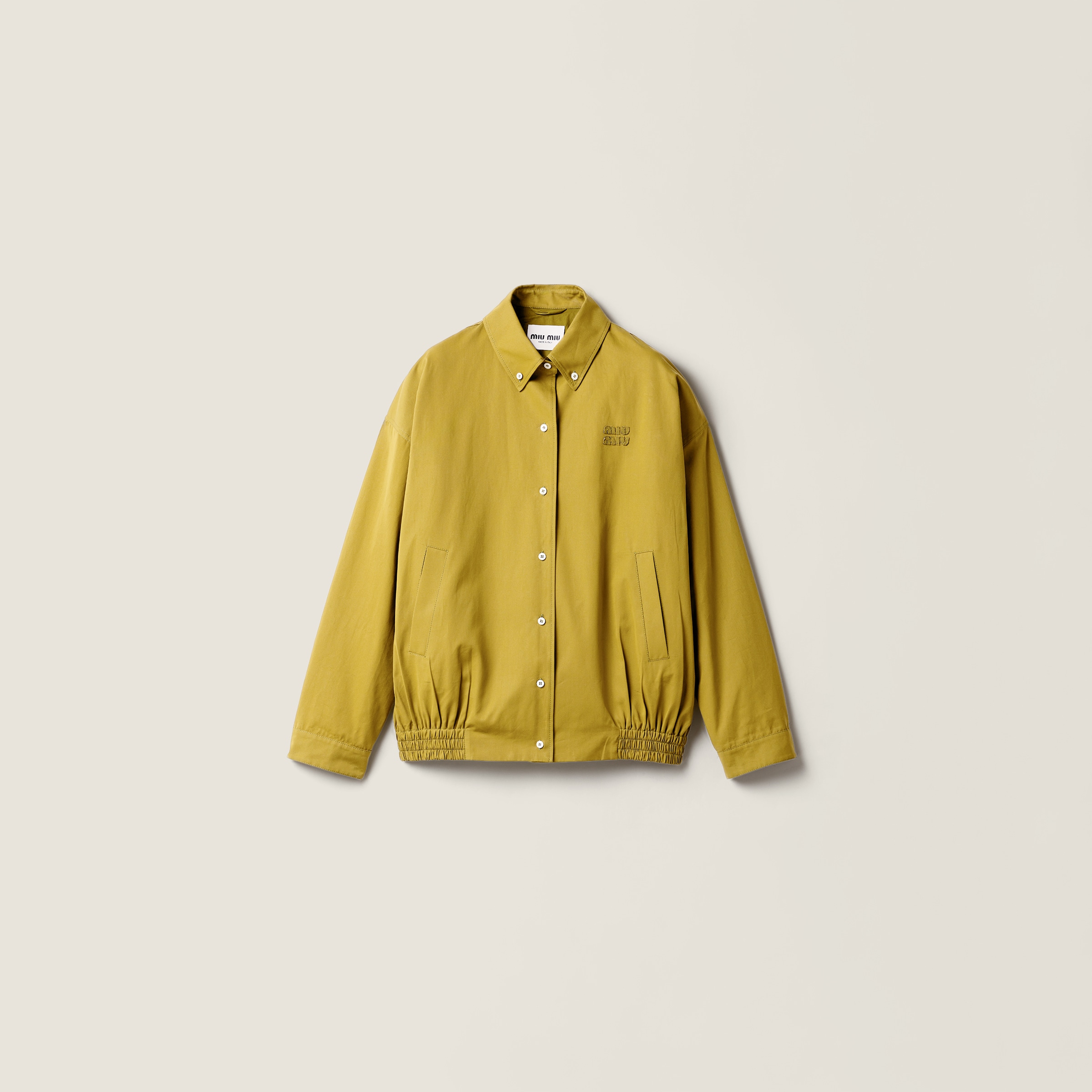 Olive Green Poplin Blouson Jacket | Miu Miu - Hong Kong SAR China