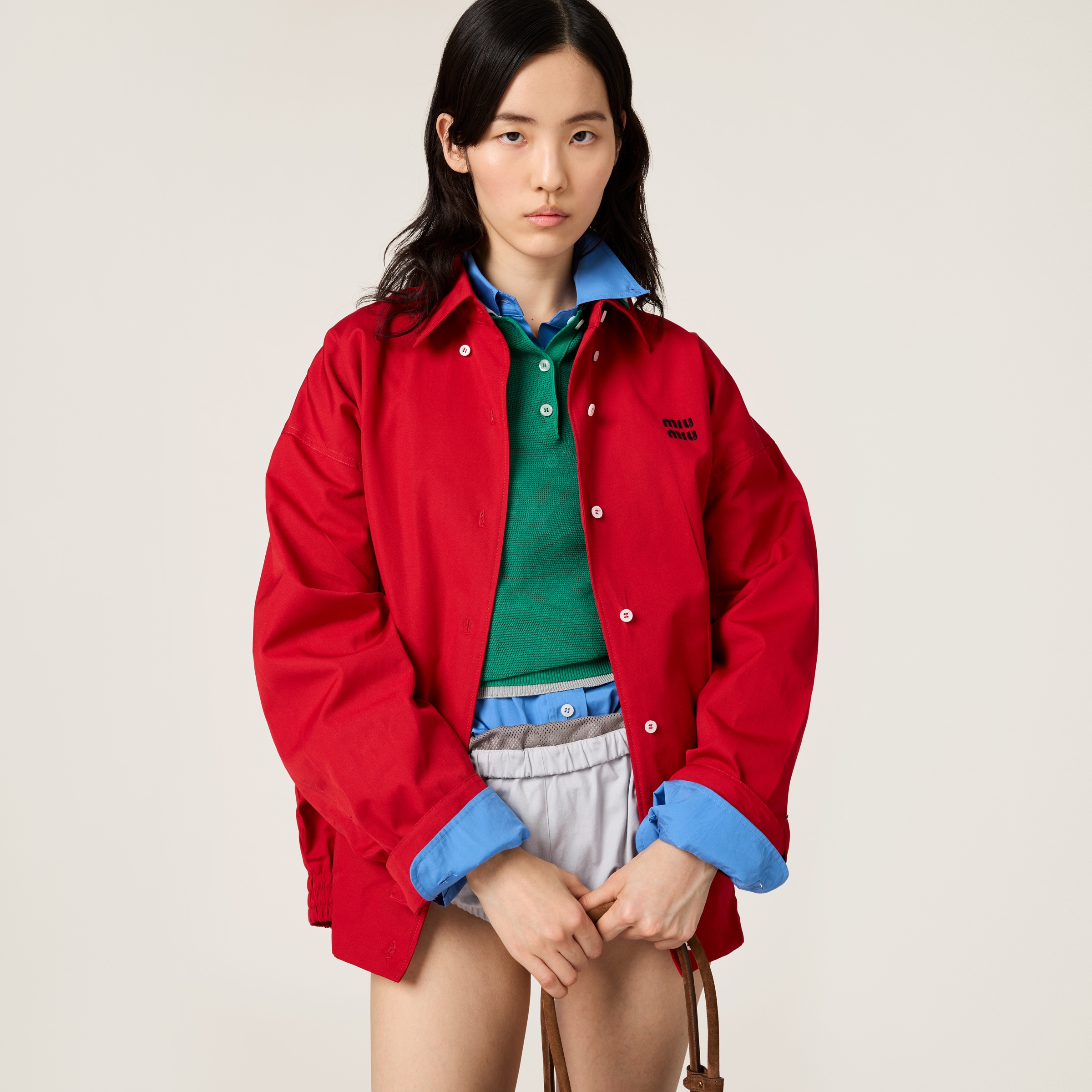 Scarlet Heavy Poplin Blouson Jacket | Miu Miu Scarlet Heavy Poplin Blouson Jacket | Miu Miu