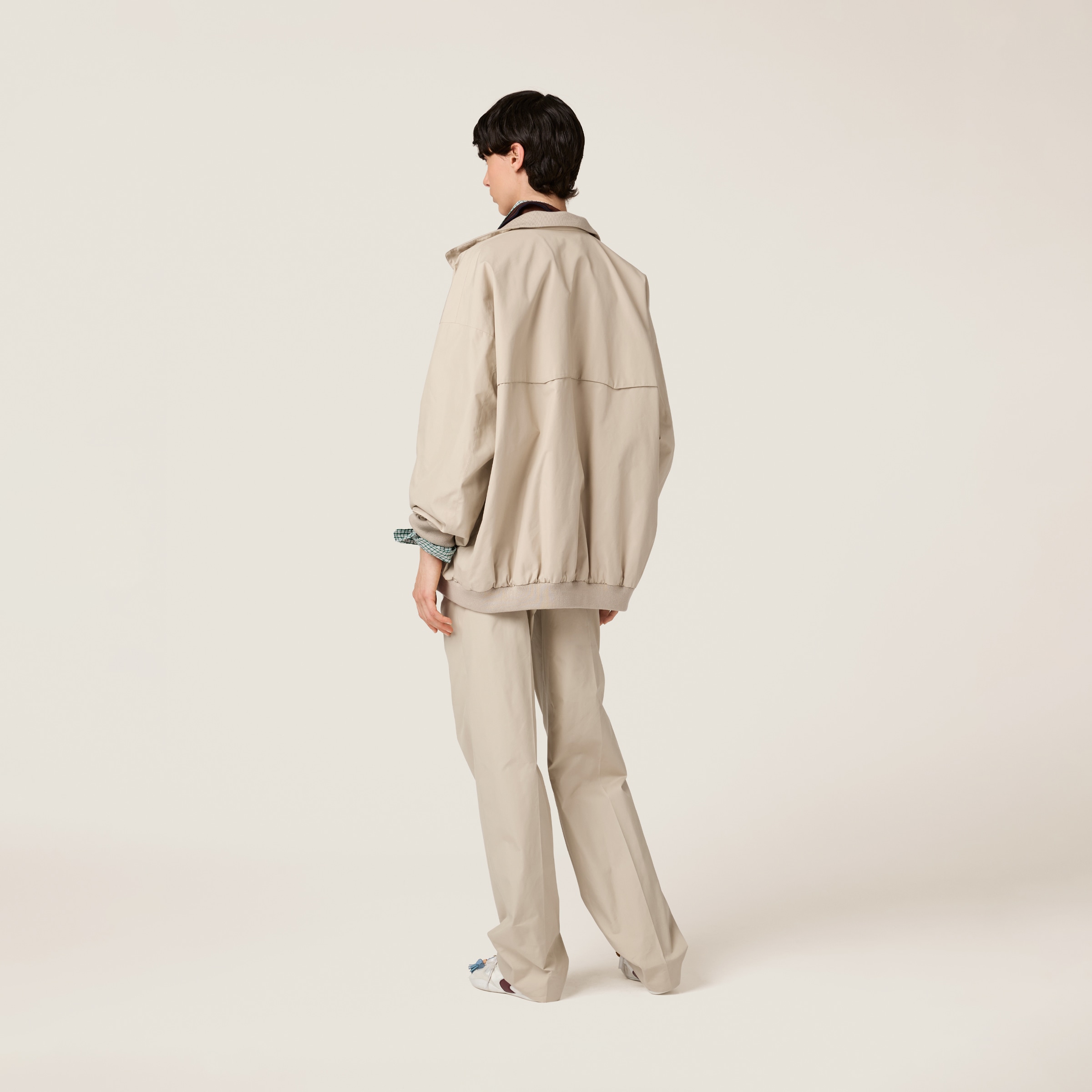 Miu Miu Panama Cotton Blouson Jacket In Limestone