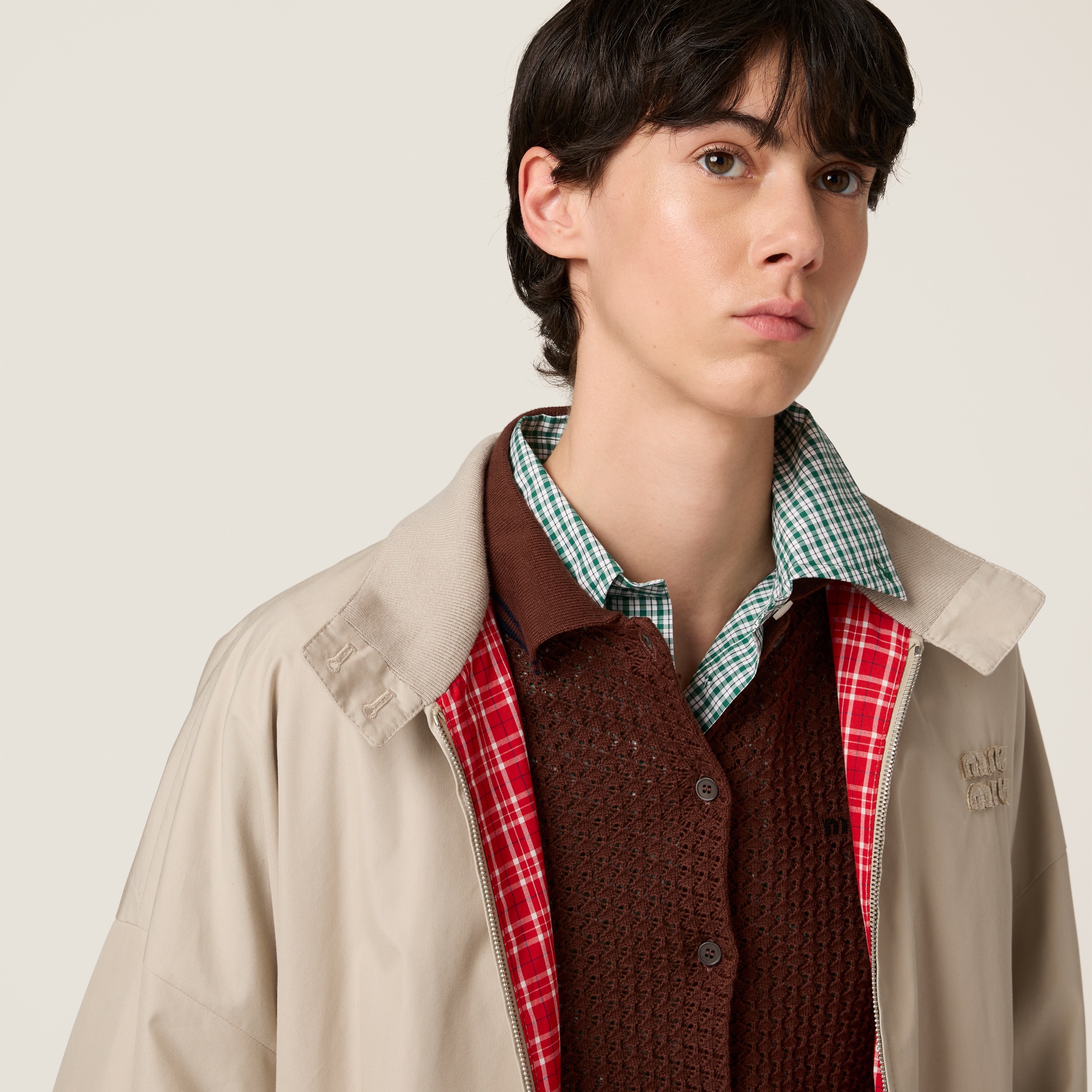 Miu Miu Panama Cotton Blouson Jacket In Limestone