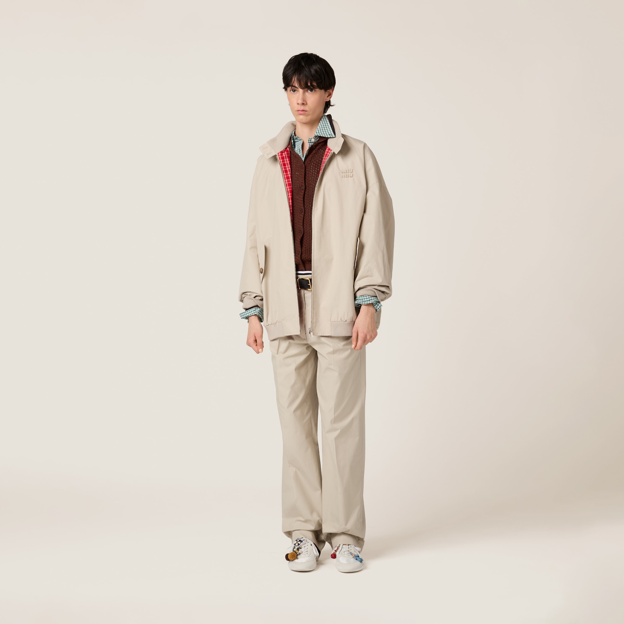 Limestone Panama Cotton Blouson Jacket | Miu Miu