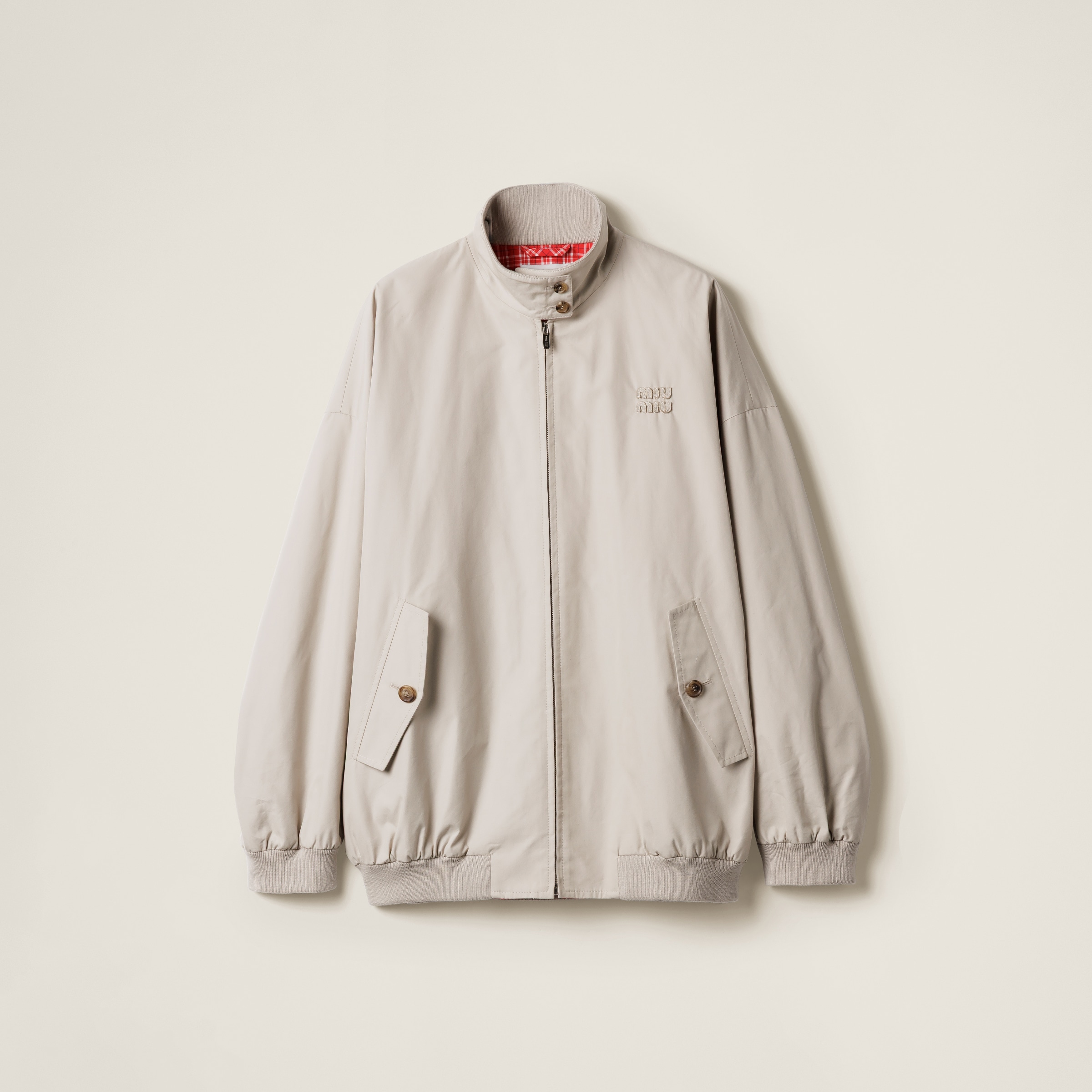 Miu Miu Panama Cotton Blouson Jacket In Limestone