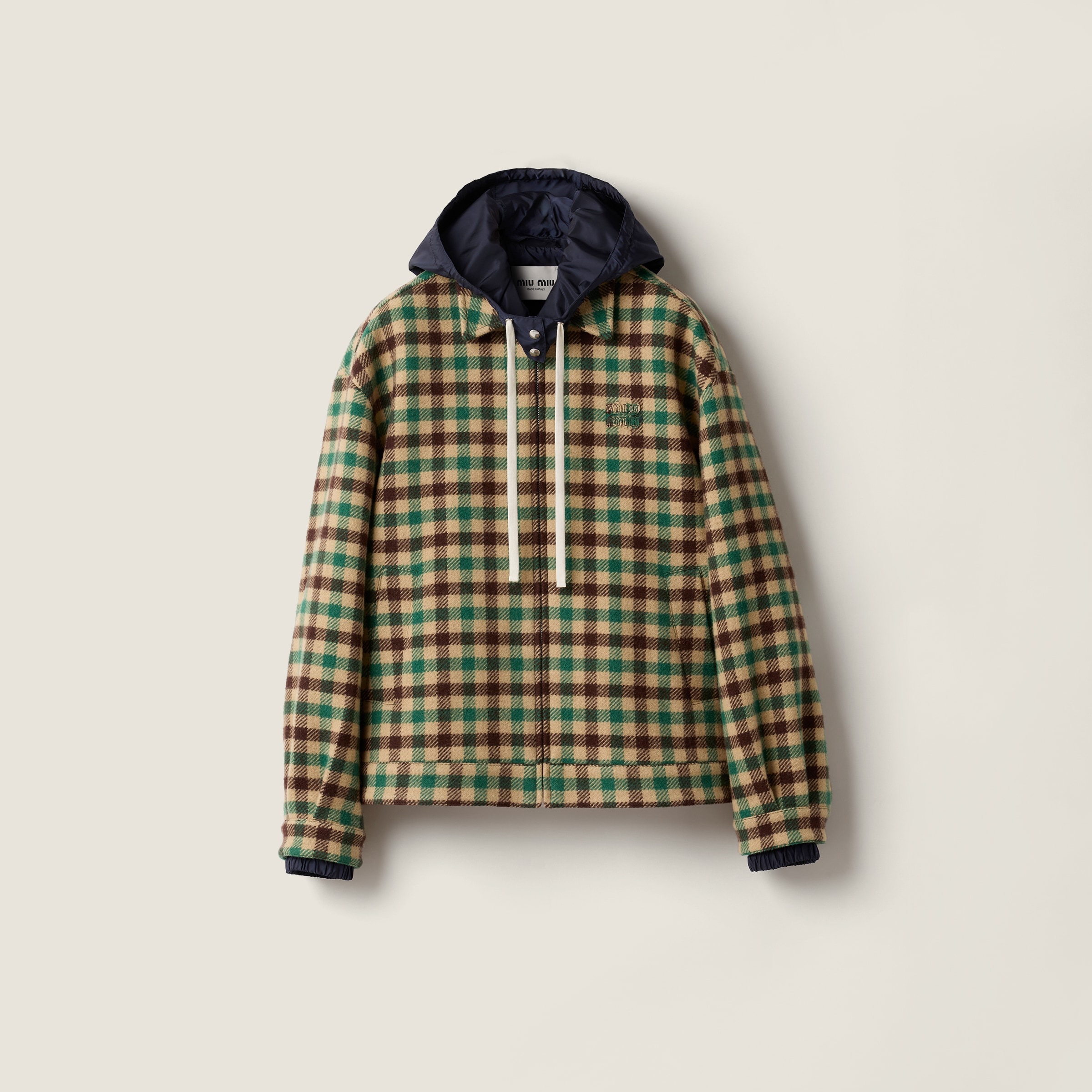 キャメル/グリーン/ネイビー ブルー ギンガムチェックと技術的な