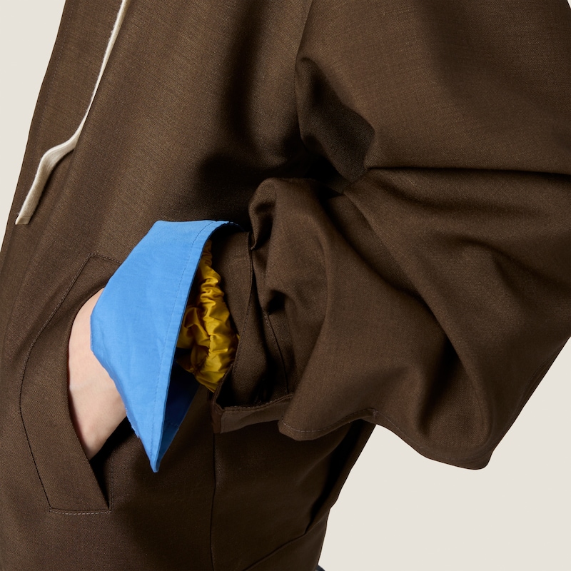 Kid mohair and technical pongé blouson jacket