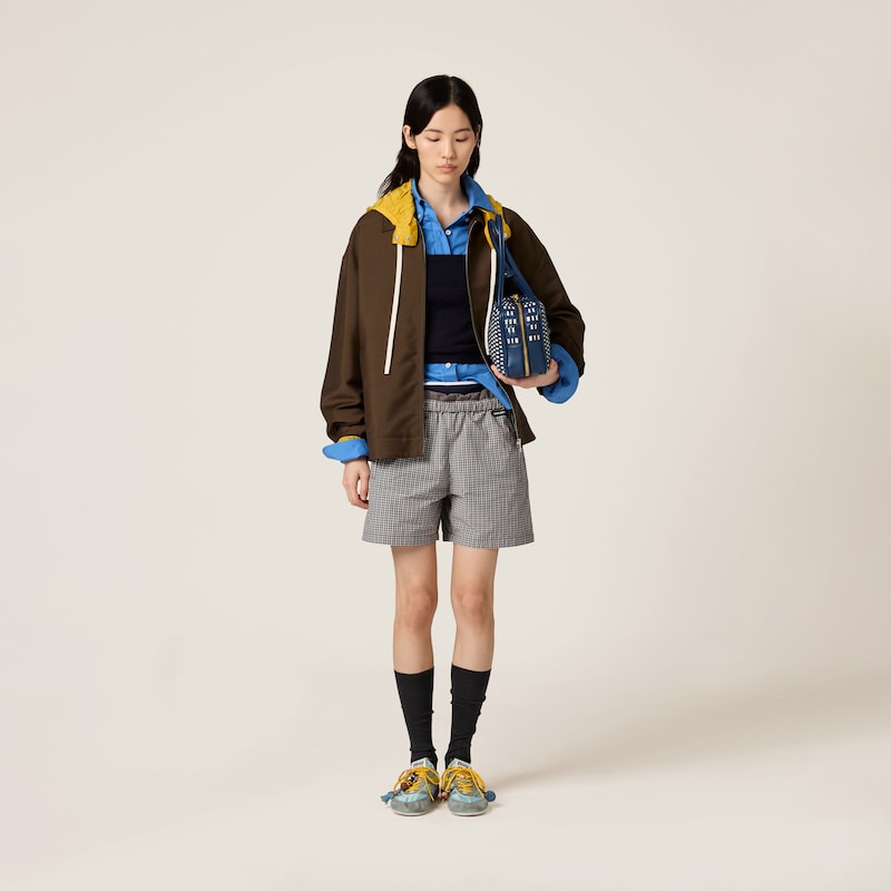 Kid mohair and technical pongé blouson jacket
