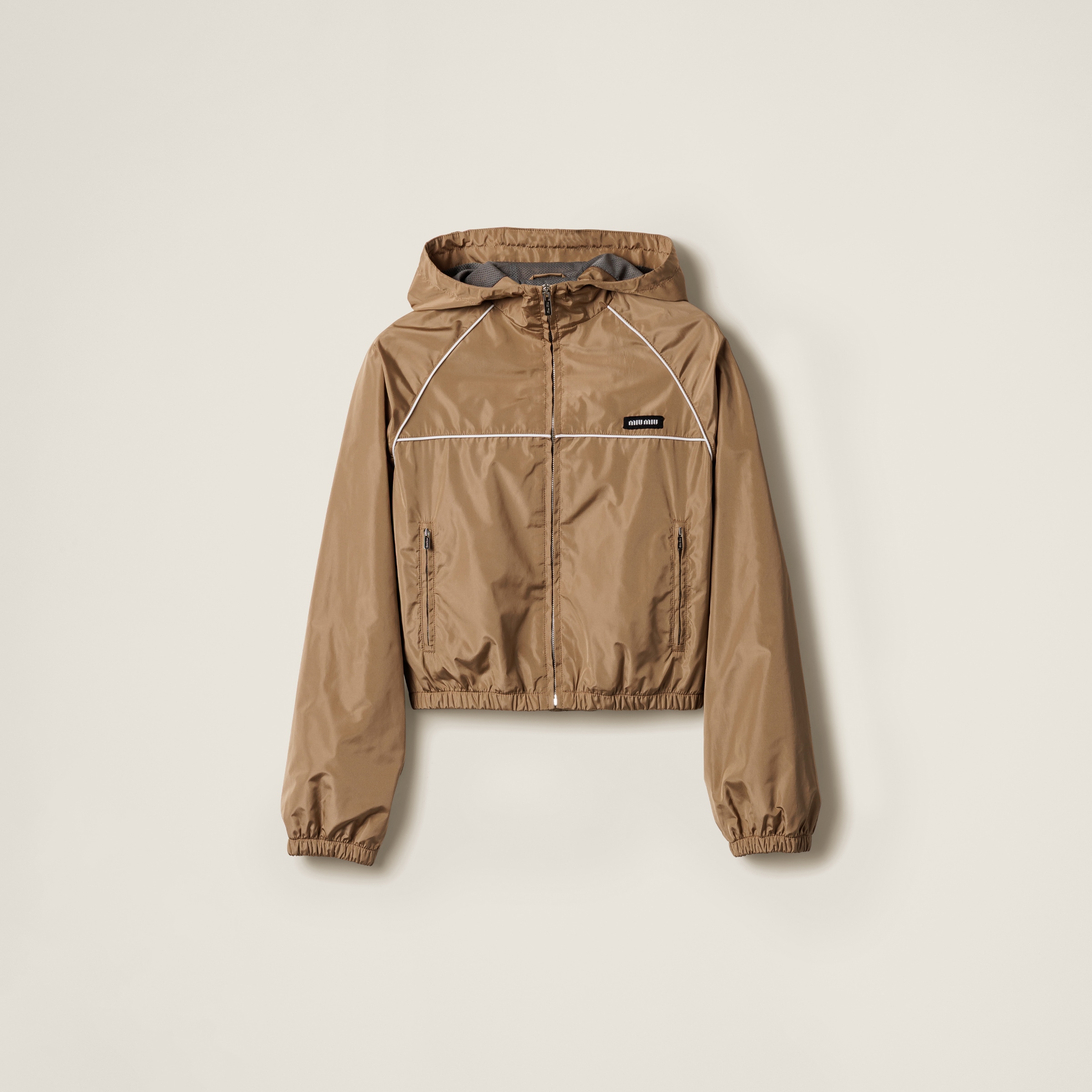 Blue/amarena Red Technical Silk Zipper Blouson Jacket | Miu Miu