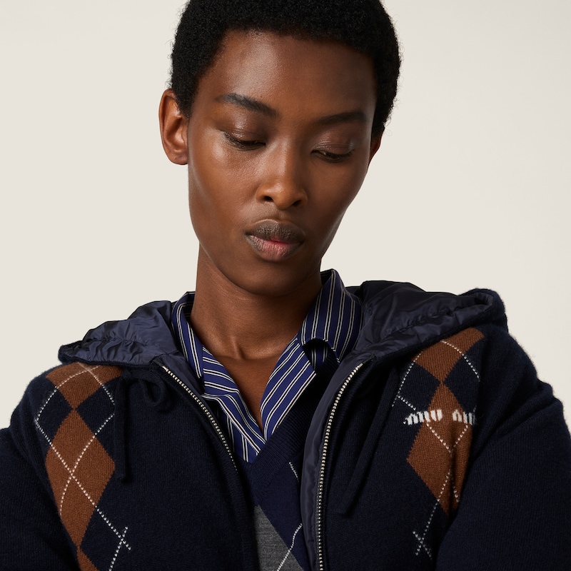 Doudoune en cachemire à motif argyle