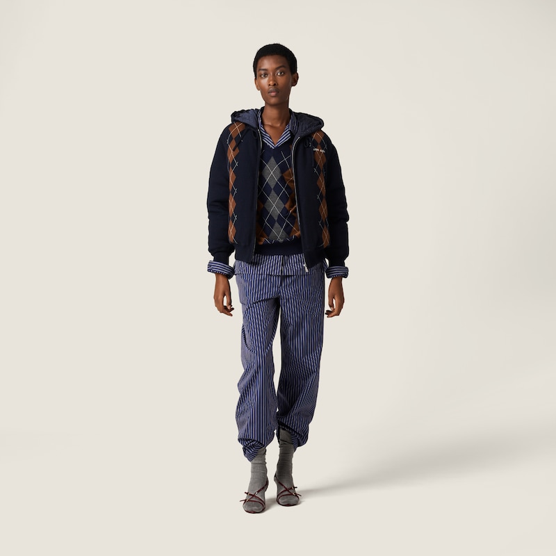 Doudoune en cachemire à motif argyle