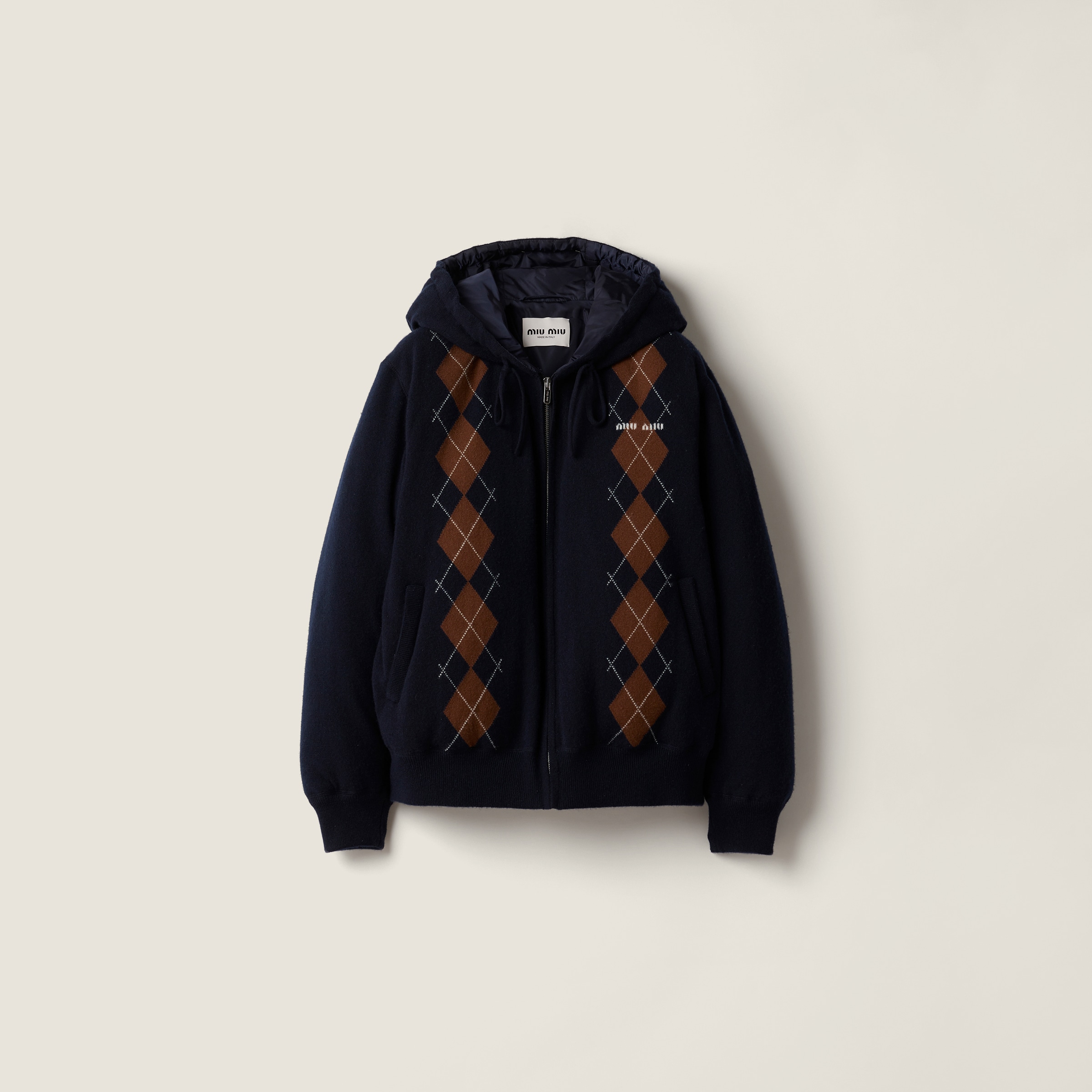 ネイビー ボンデッドピケとテクニカルジャージーのブルゾンジャケット