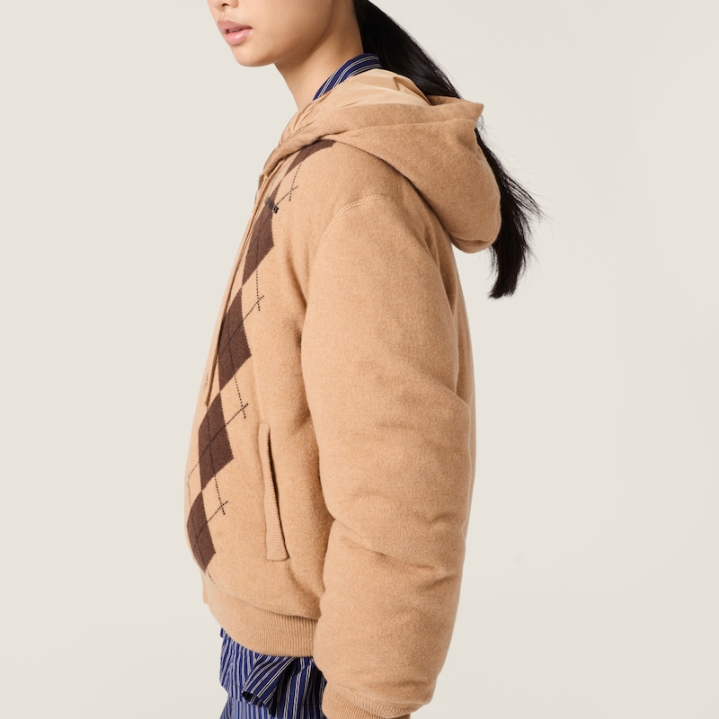 Argyle cashmere down jacket