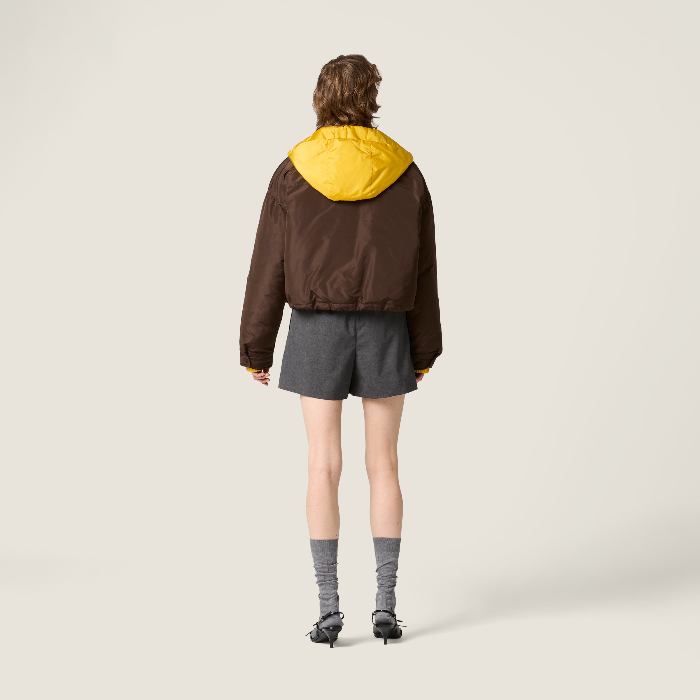 Miu Miu Technical Pongé Down Hoodie Jacket