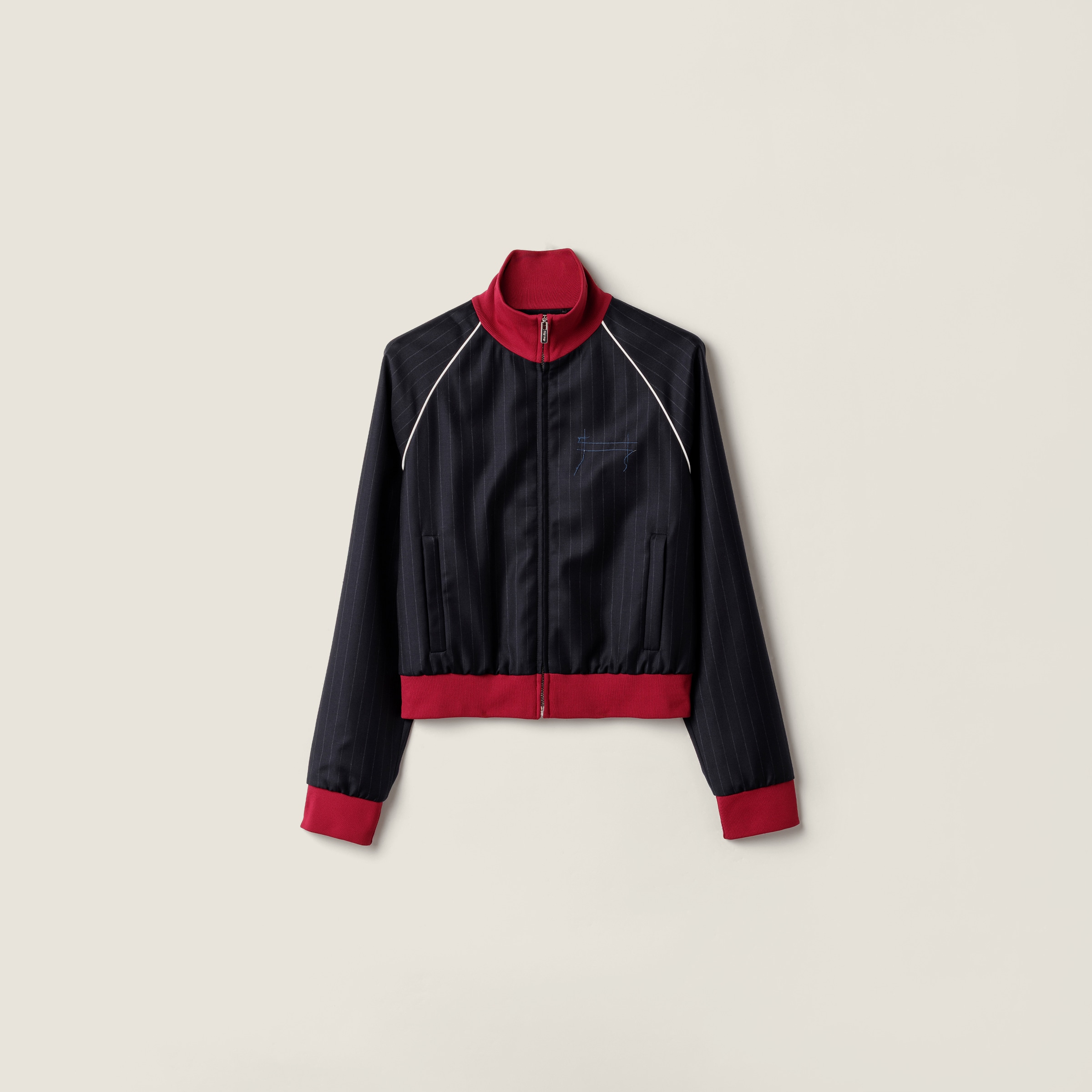 Miu Miu Pinstriped Zipper Blouson Jacket