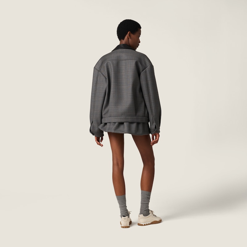 威尔士亲王格纹和粘合针织夹克