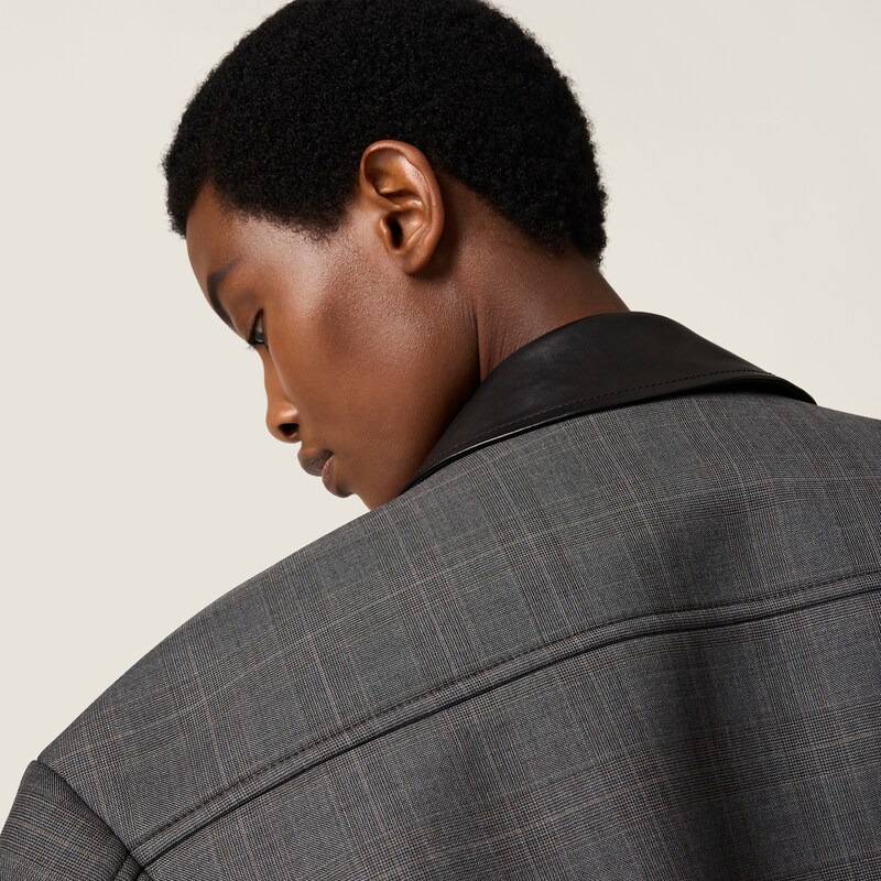 威尔士亲王格纹和粘合针织夹克