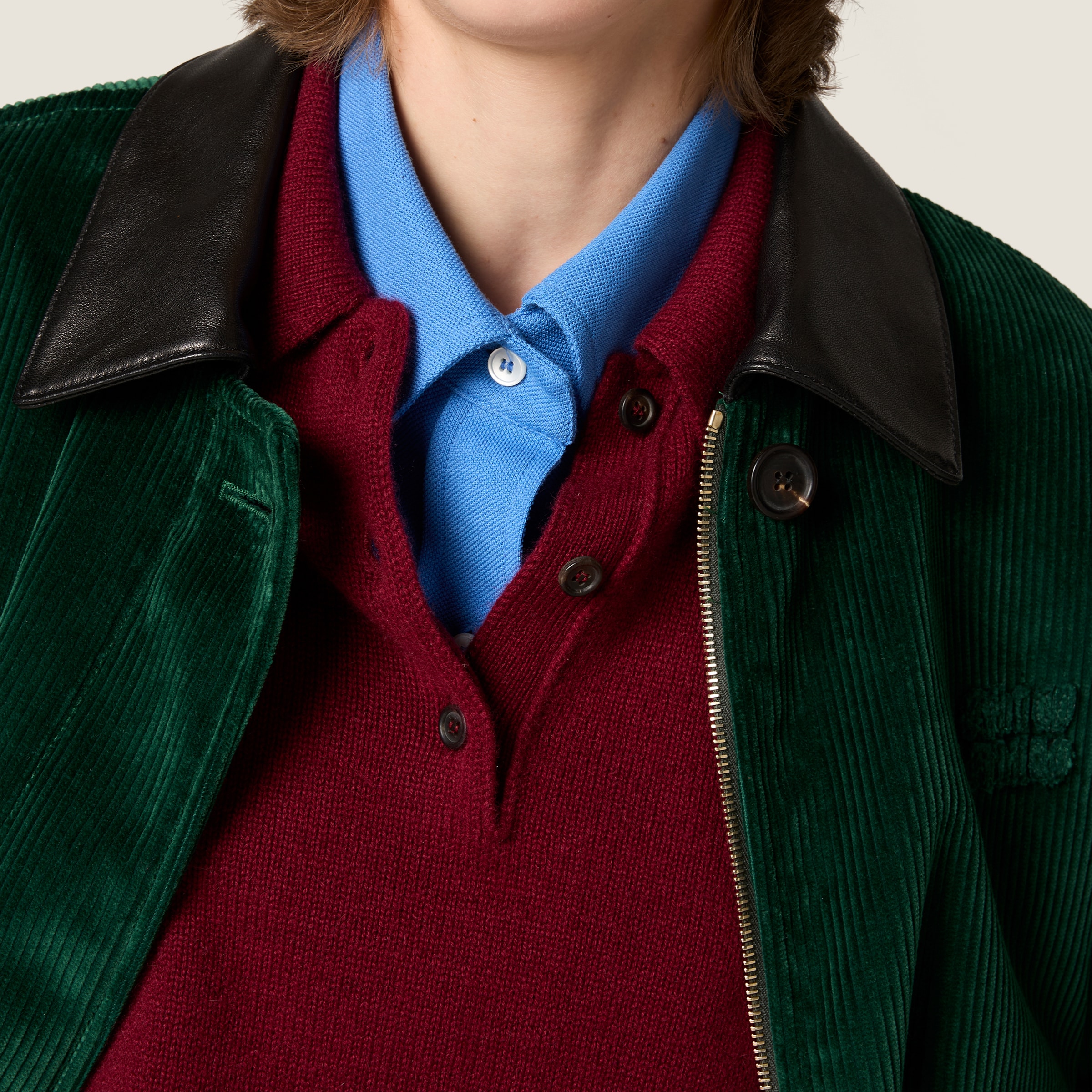 Miu Miu Padded Corduroy Blouson In Green