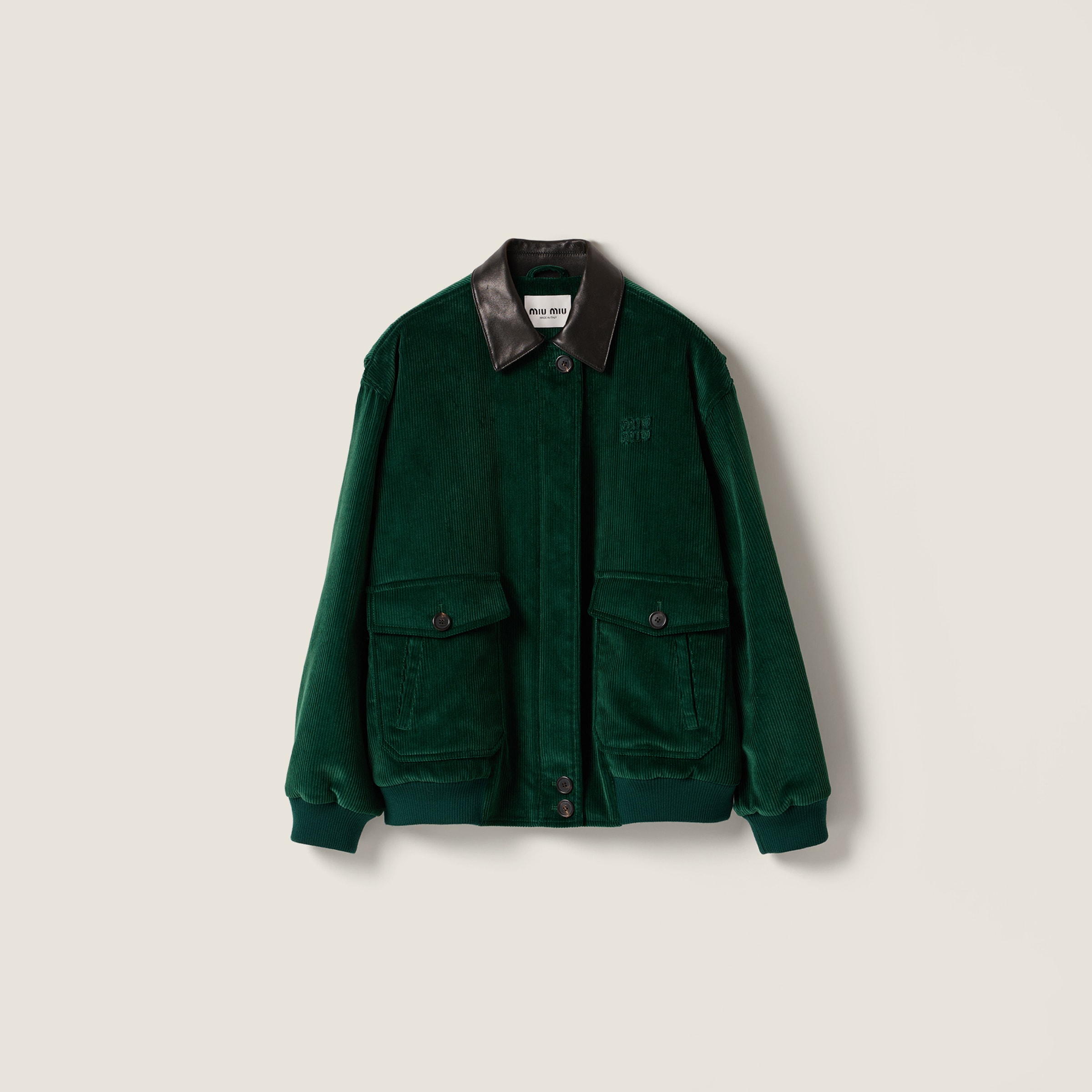 Miu Miu Padded Corduroy Blouson In Green