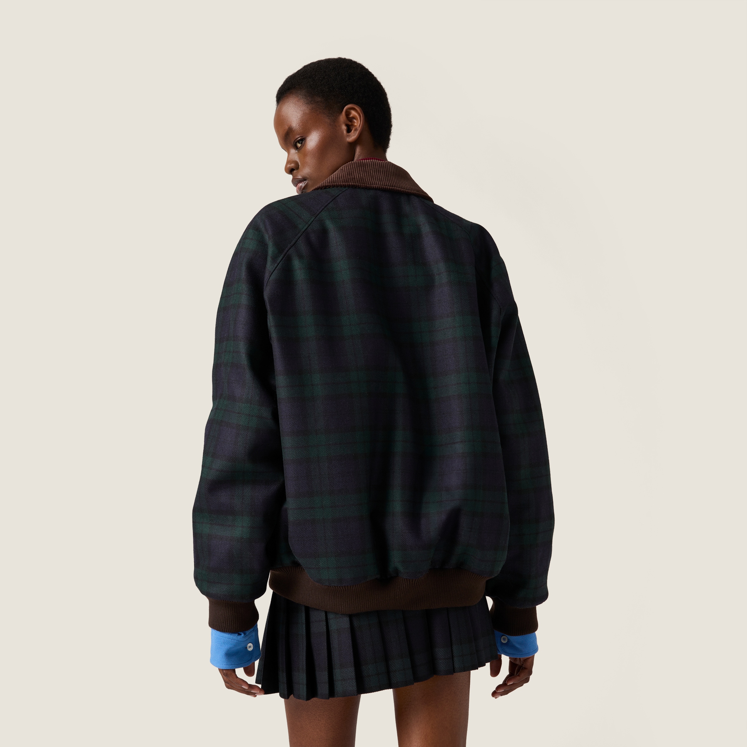 Miu Miu Checked Twill Blouson Jacket In Multi