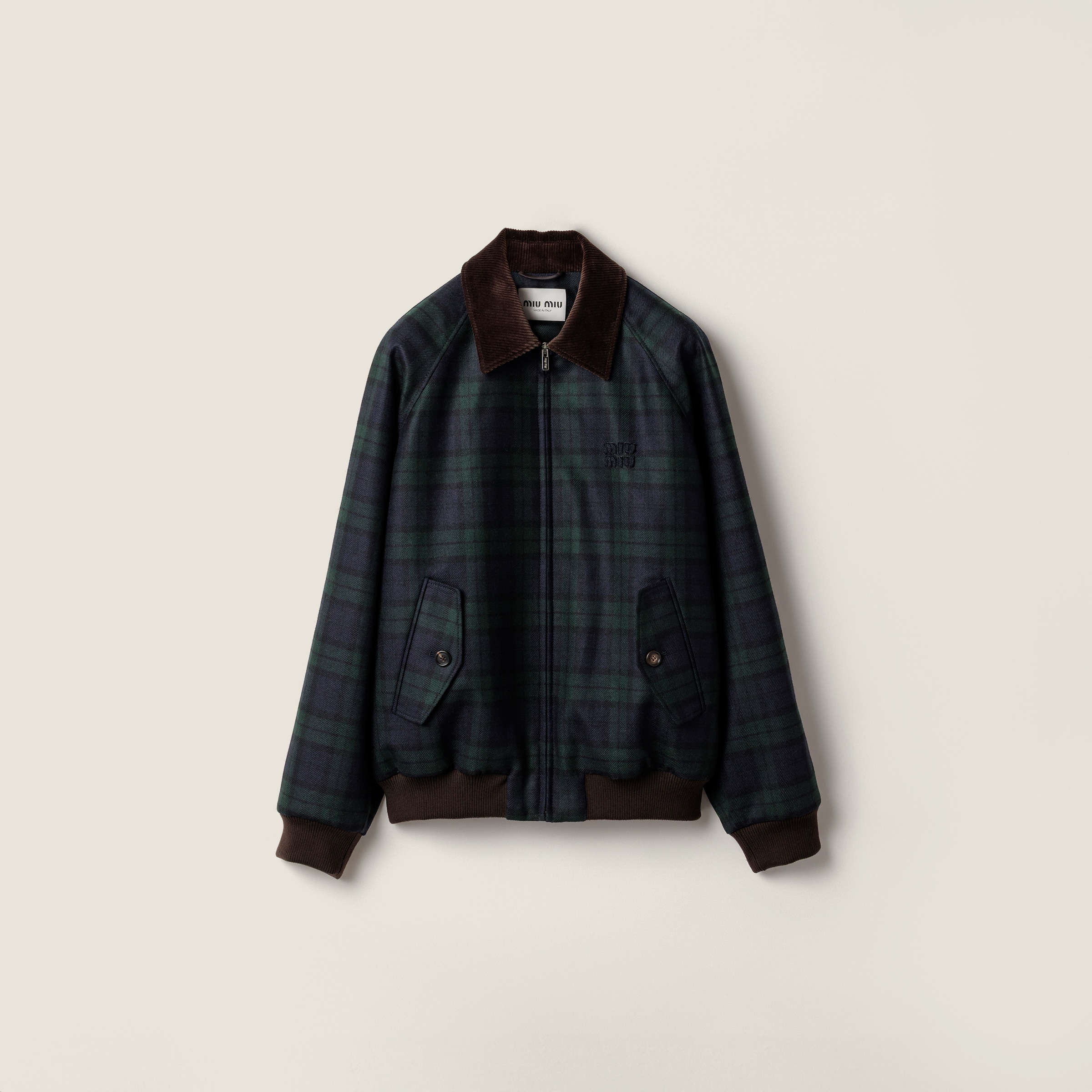 Miu Miu Checked Twill Blouson Jacket In Multi