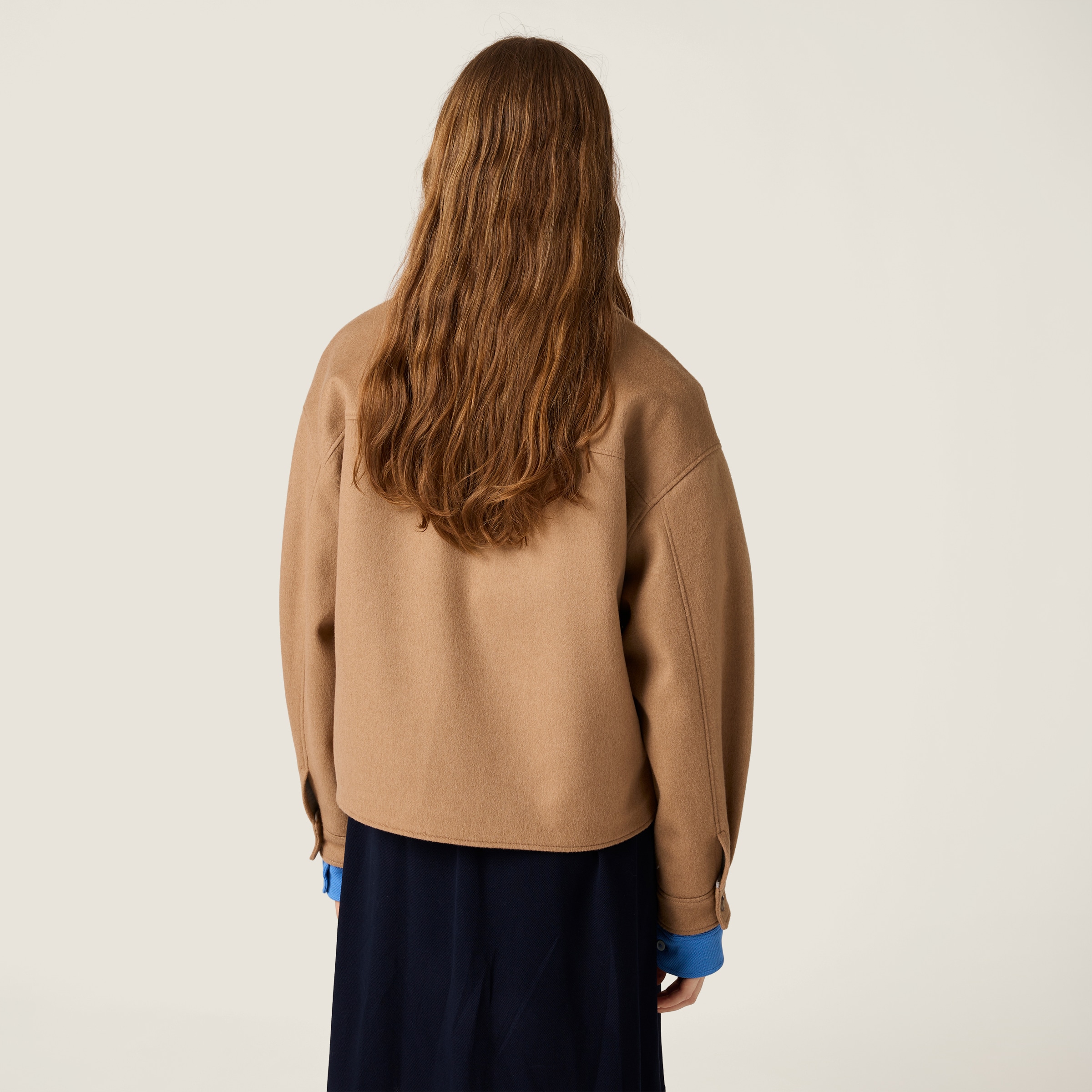 Miu Miu Bonded Camel Hair Blouson Jacket In Brown