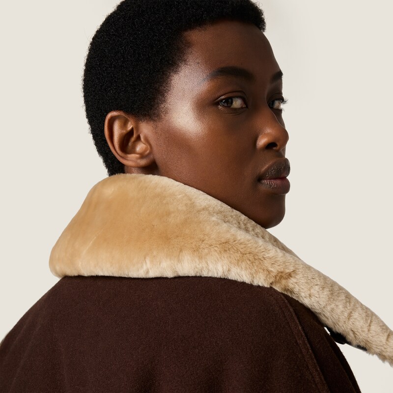 Garment-dyed wool blouson with shearling collar
