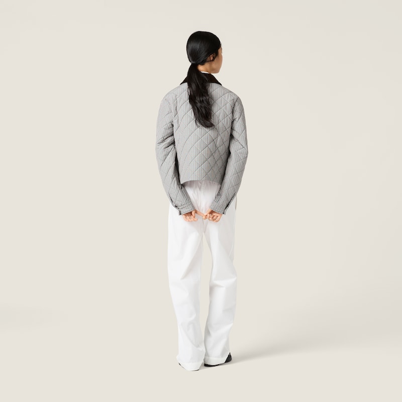 Padded technical fabric check blouson