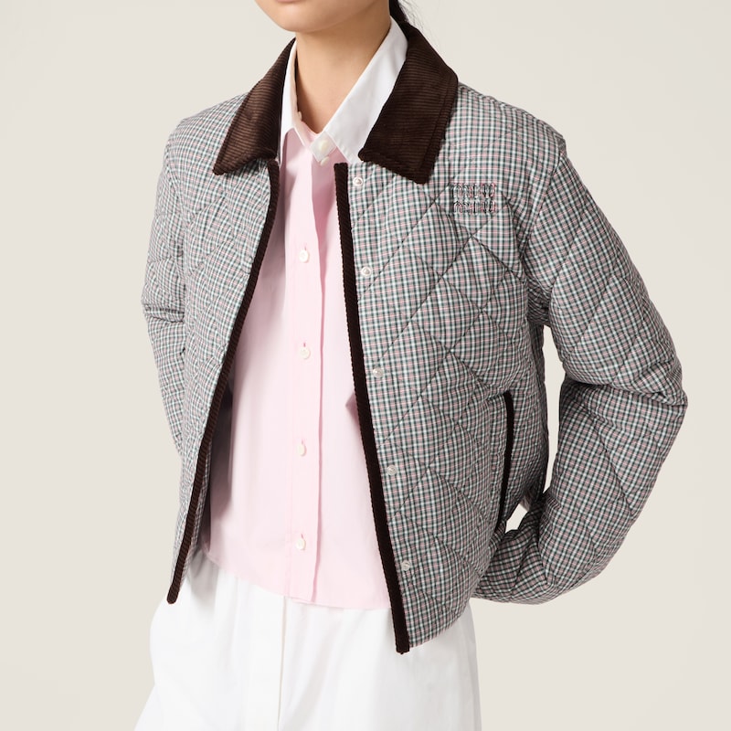 Padded technical fabric check blouson