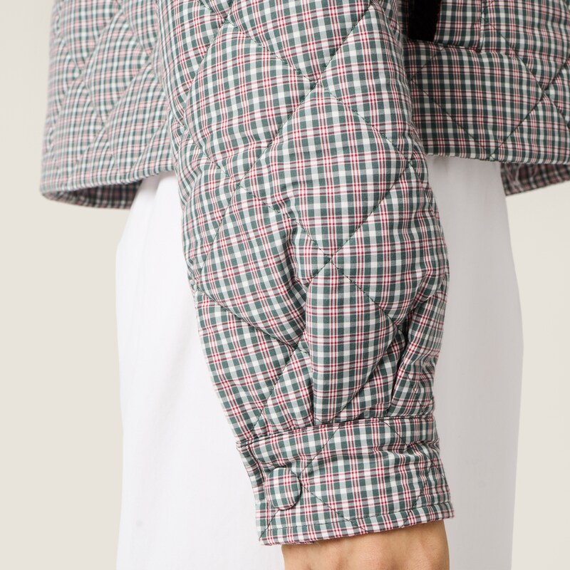 Padded technical fabric check blouson